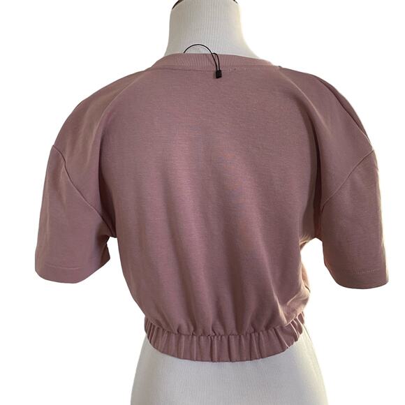 Zara cropped sweatshirt pink blush rose short sleeve small new - Picture 6 of 10